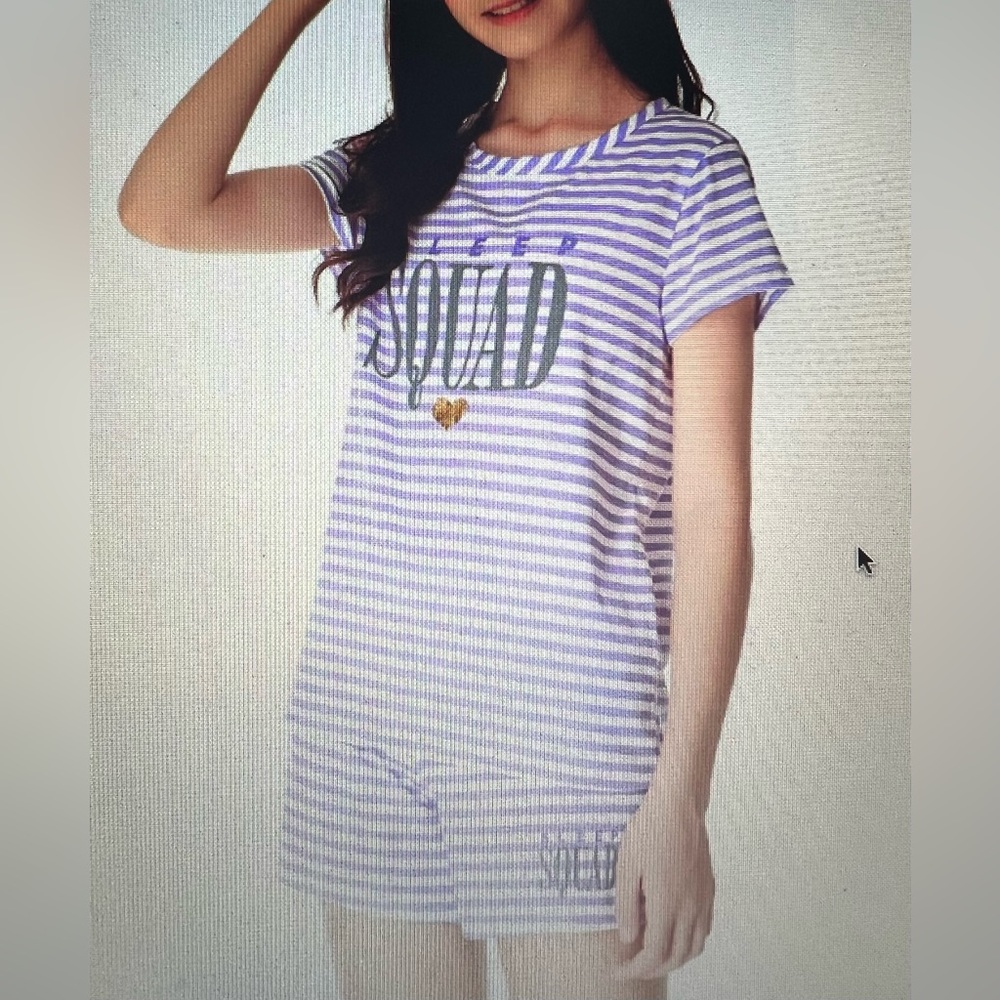 “Sleep Squad” girls purple and white striped shorts pajama set, size 8